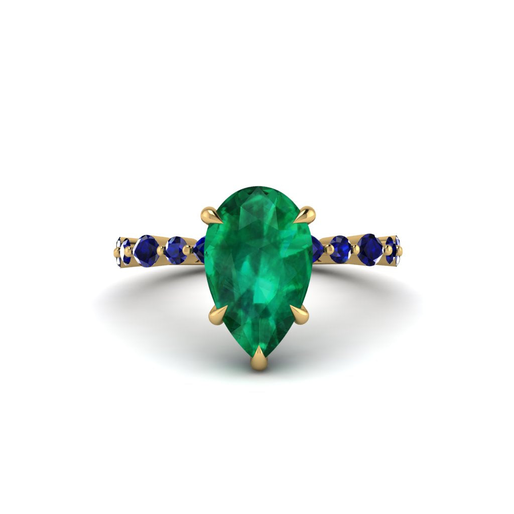 Pear-Cut Emerald Halo Engagement Ring - Nylah No. 64
