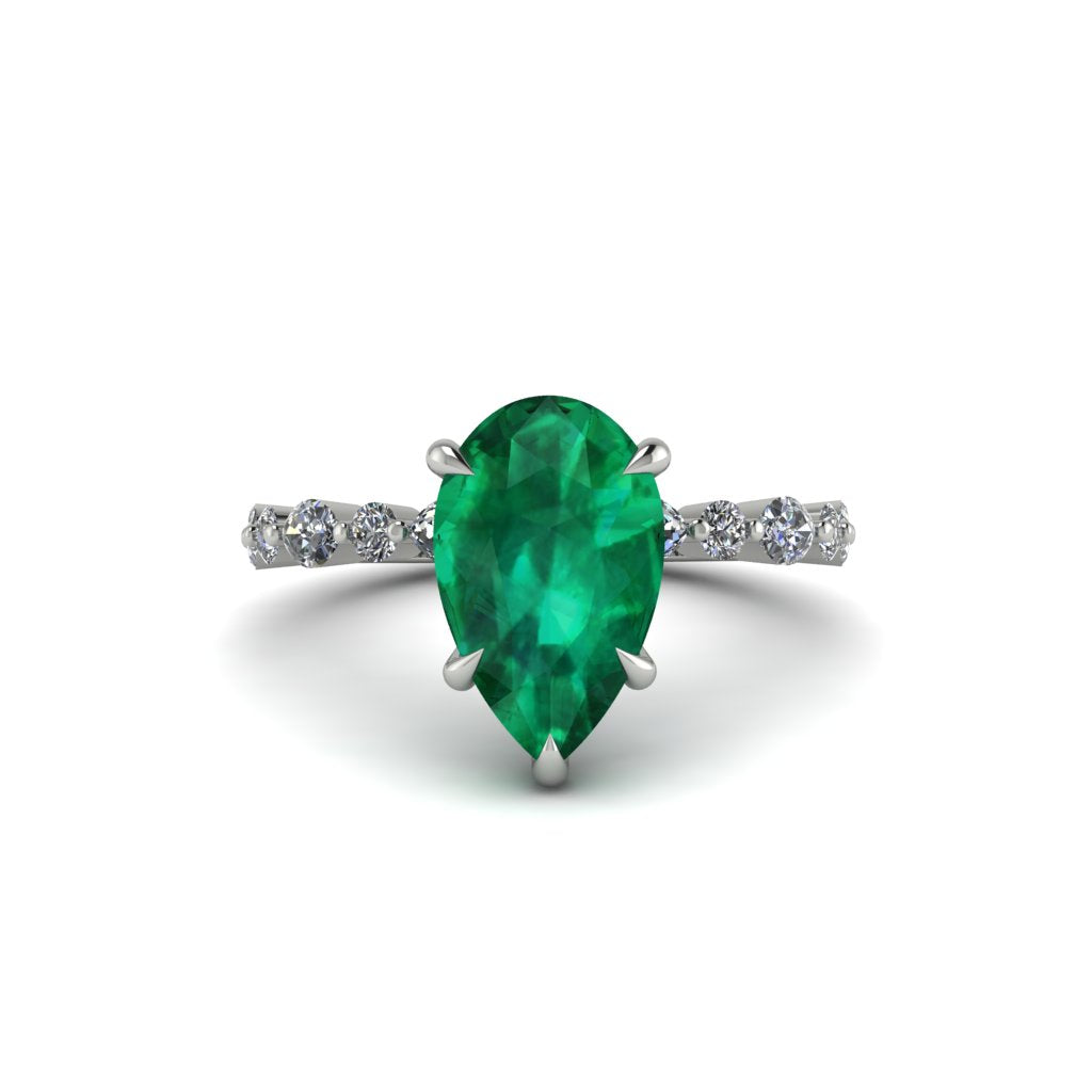 Pear-Cut Emerald Halo Engagement Ring - Nylah No. 6