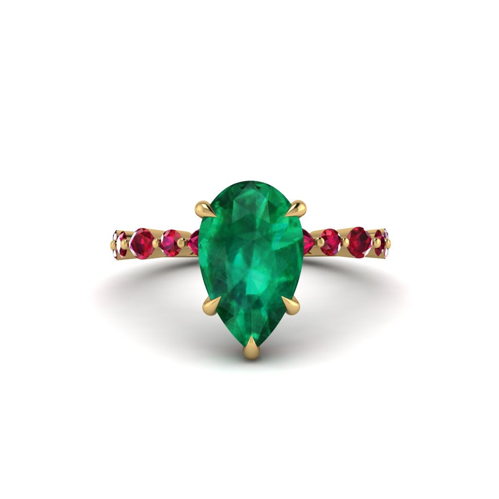 Pear-Cut Emerald Halo Engagement Ring - Nylah No. 49