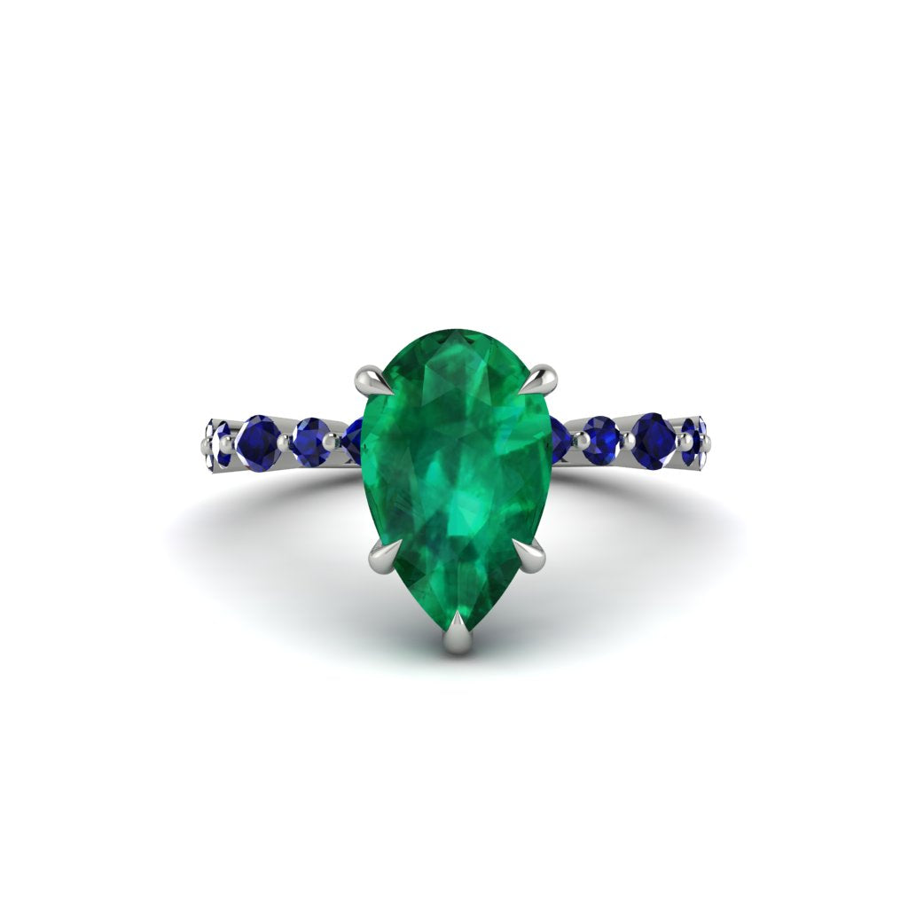 Pear-Cut Emerald Halo Engagement Ring - Nylah No. 66