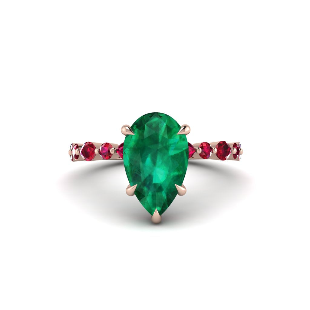 Pear-Cut Emerald Halo Engagement Ring - Nylah No. 50