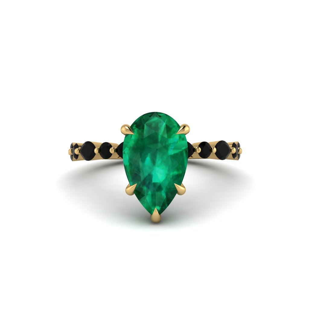 Pear-Cut Emerald Halo Engagement Ring - Nylah No. 34