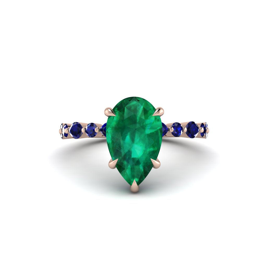 Pear-Cut Emerald Halo Engagement Ring - Nylah No. 65