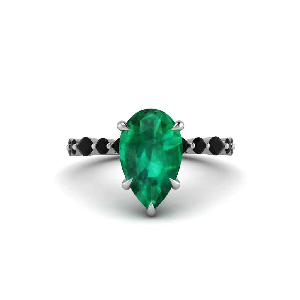 Pear-Cut Emerald Halo Engagement Ring - Nylah No. 36