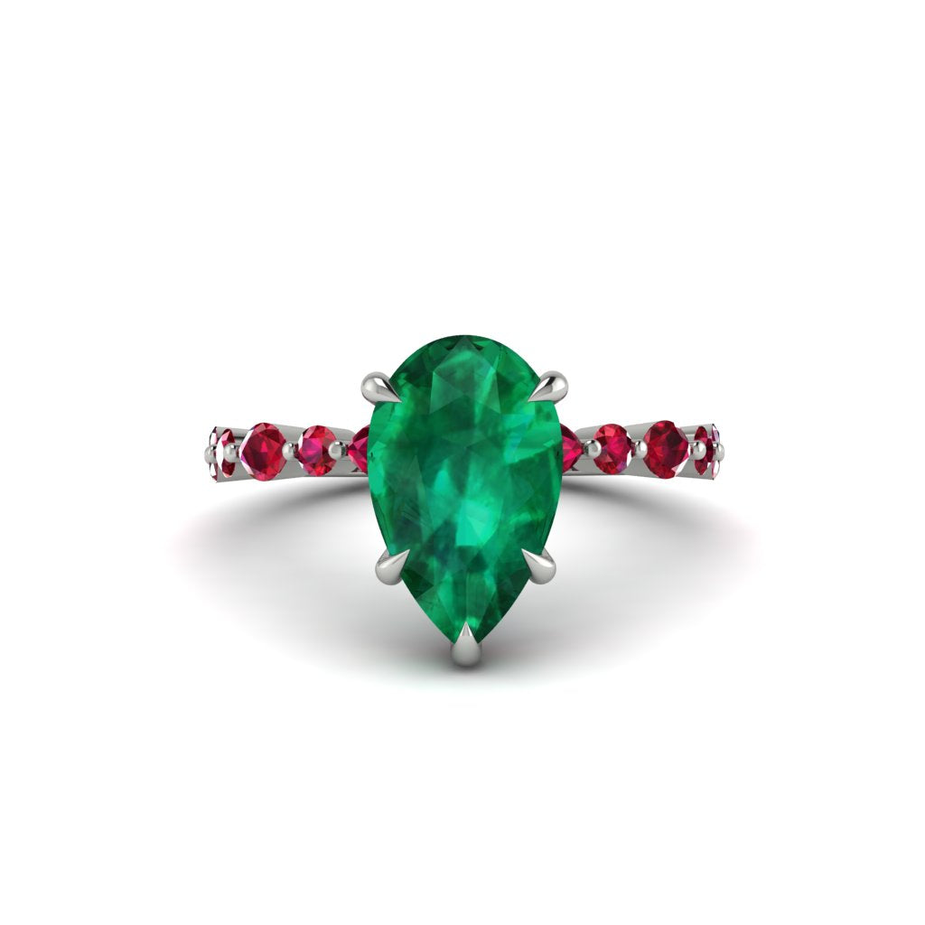 Pear-Cut Emerald Halo Engagement Ring - Nylah No. 51