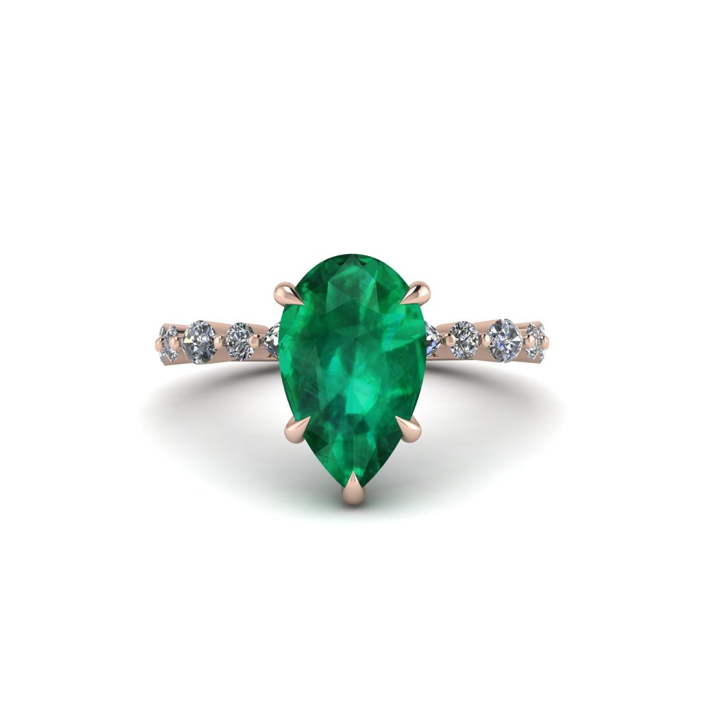 Pear-Cut Emerald Halo Engagement Ring - Nylah No. 5