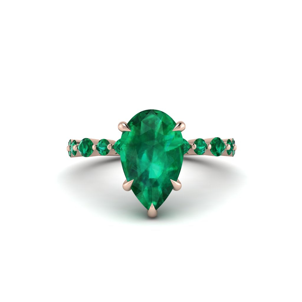 Pear-Cut Emerald Halo Engagement Ring - Nylah No. 20