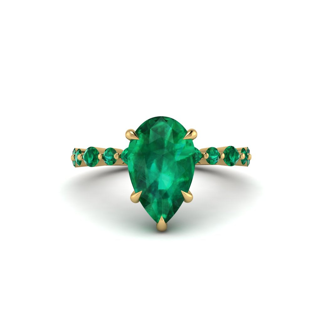 Pear-Cut Emerald Halo Engagement Ring - Nylah No. 19