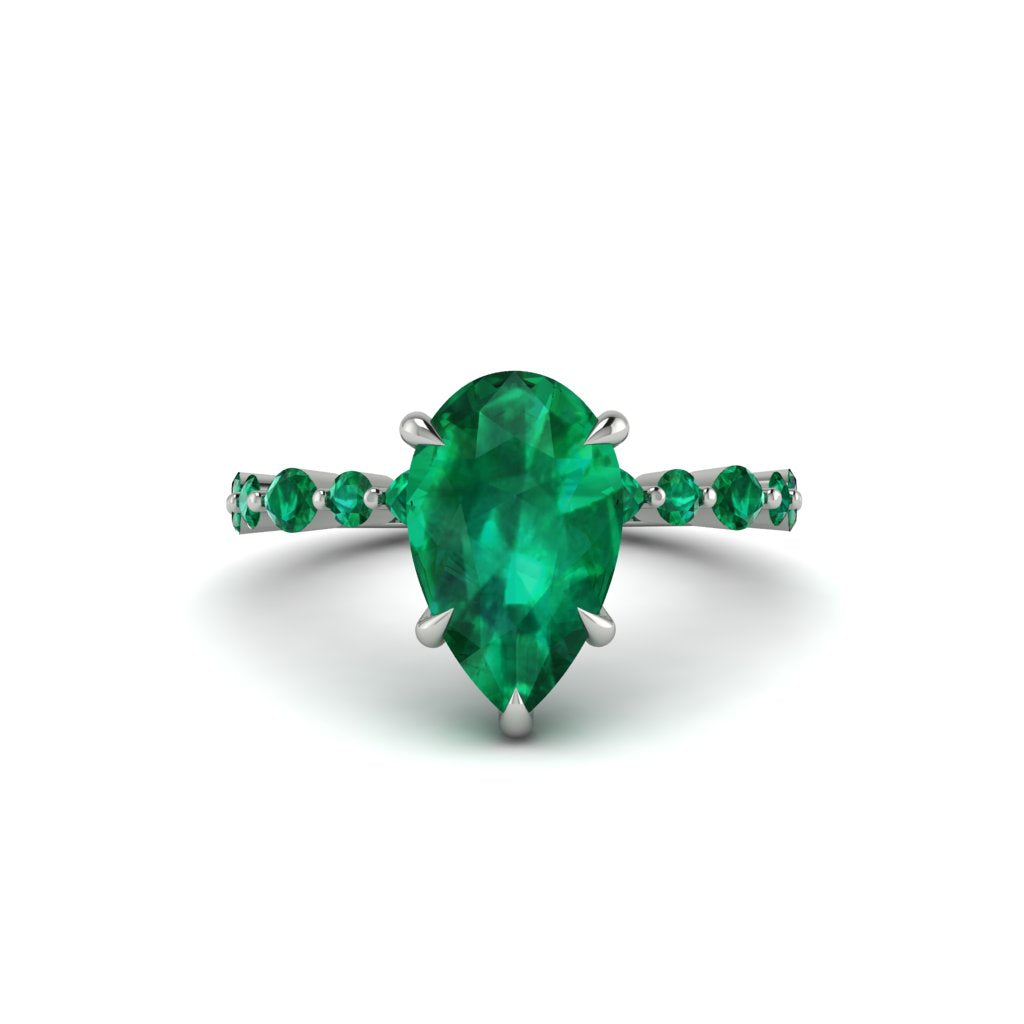 Pear-Cut Emerald Halo Engagement Ring - Nylah No. 21