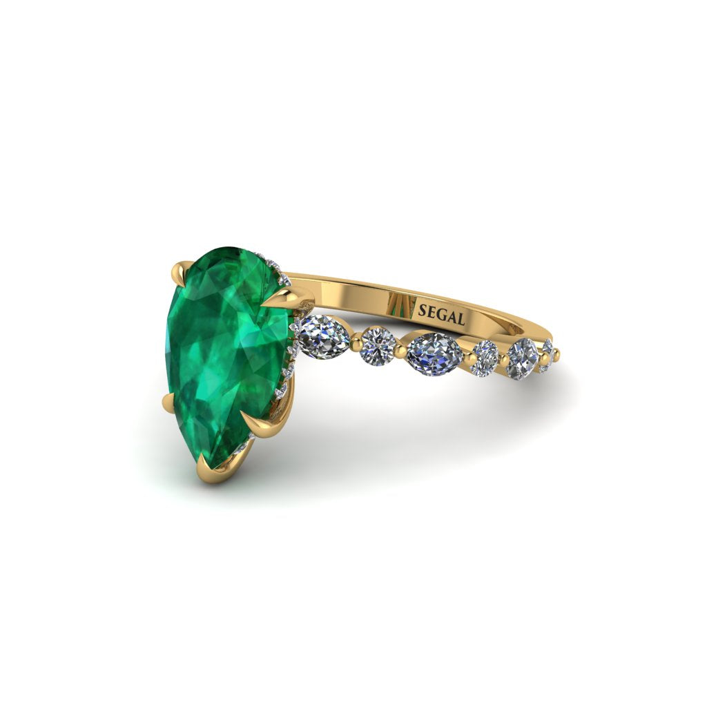Pear-Cut Emerald Halo Engagement Ring - Nylah No. 4
