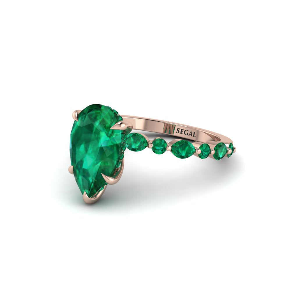 Pear-Cut Emerald Halo Engagement Ring - Nylah No. 20