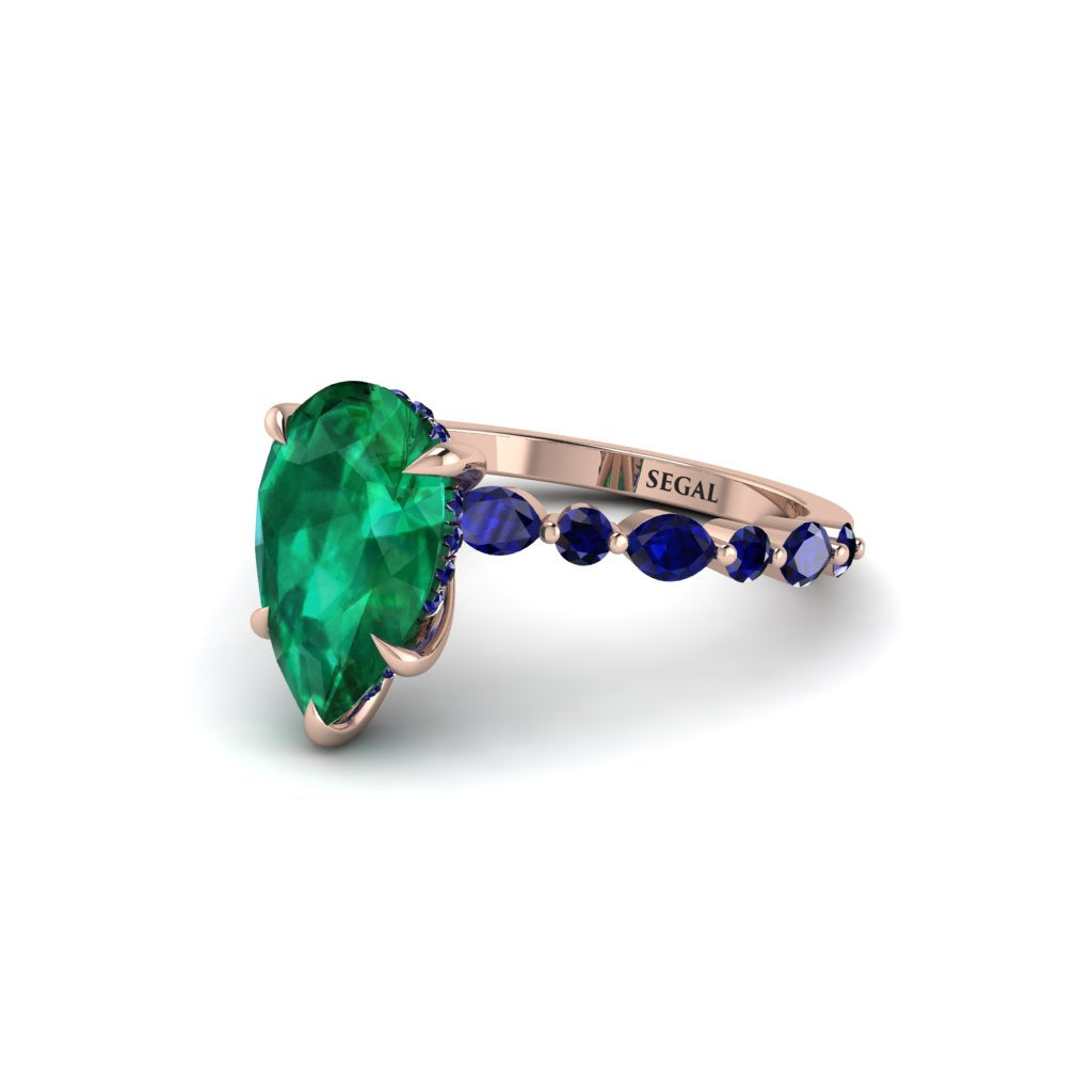 Pear-Cut Emerald Halo Engagement Ring - Nylah No. 65