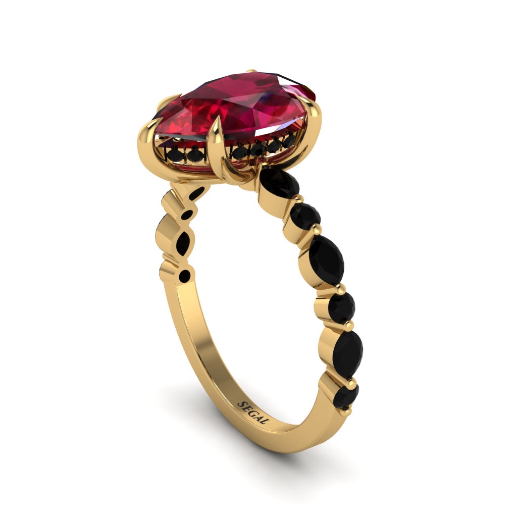 Pear-Cut Ruby Halo Engagement Ring - Nylah No. 40