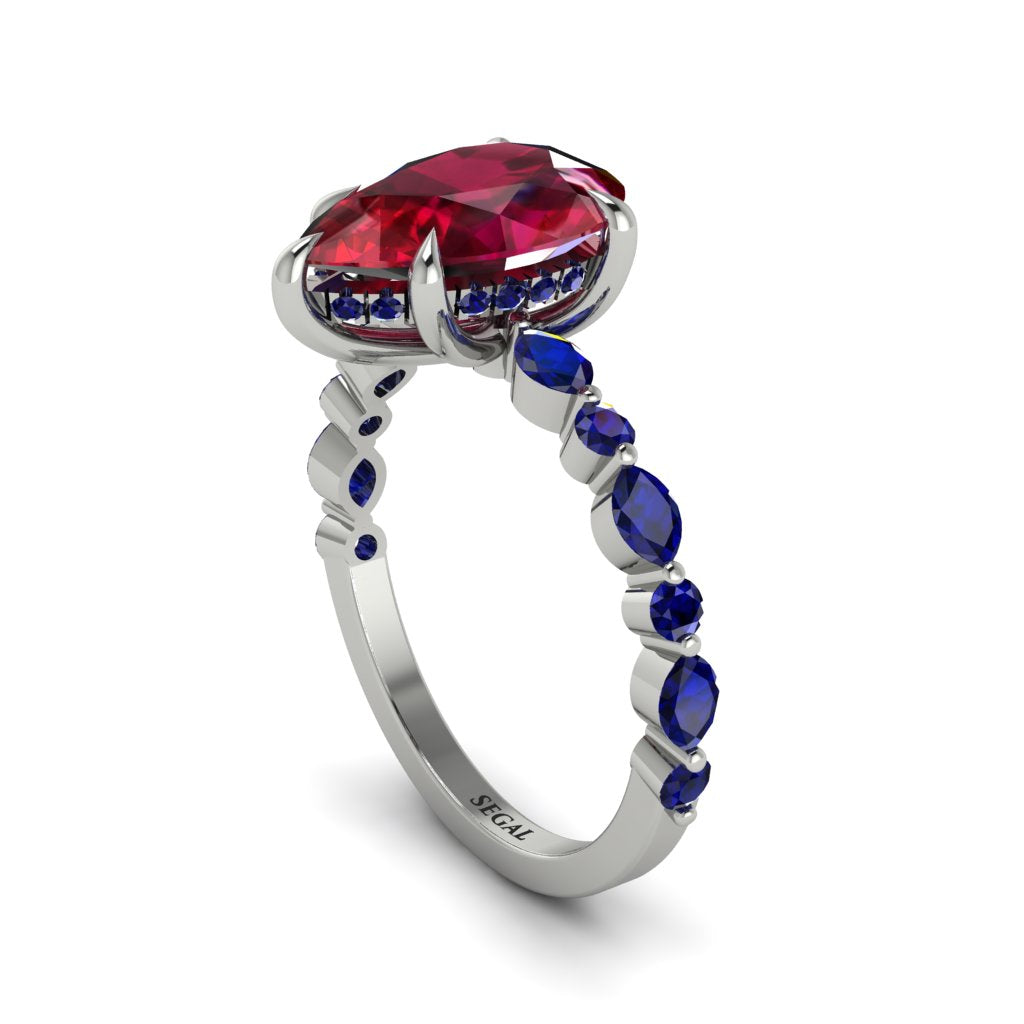 Pear-Cut Ruby Halo Engagement Ring - Nylah No. 72