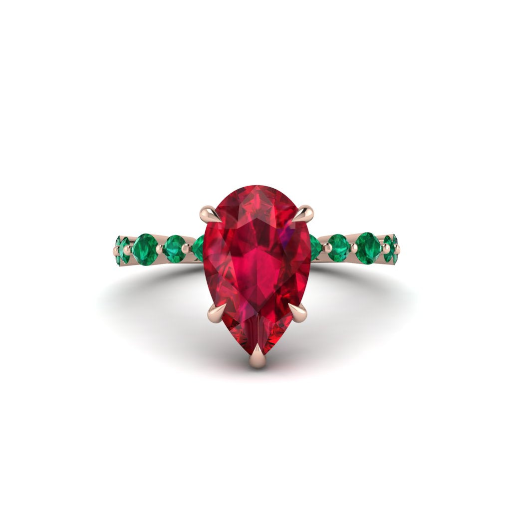 Pear-Cut Ruby Halo Engagement Ring - Nylah No. 26