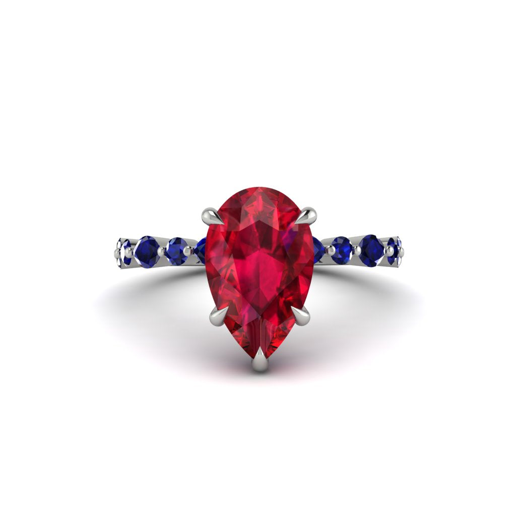 Pear-Cut Ruby Halo Engagement Ring - Nylah No. 72