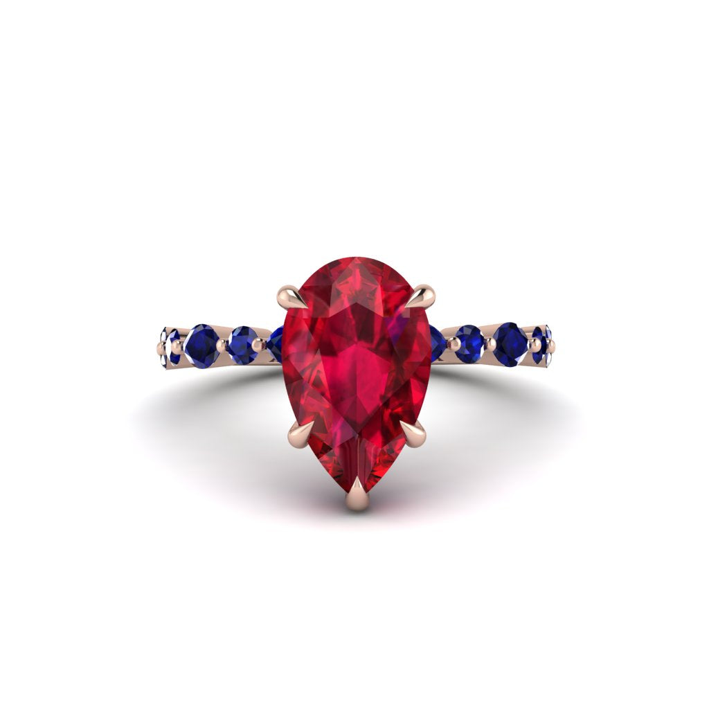 Pear-Cut Ruby Halo Engagement Ring - Nylah No. 71