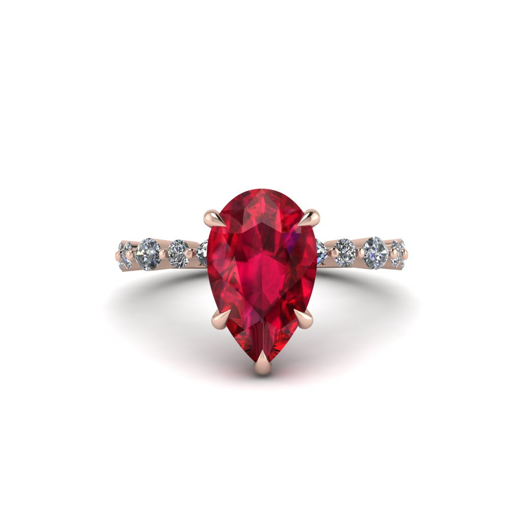 Pear-Cut Ruby Halo Engagement Ring - Nylah No. 11