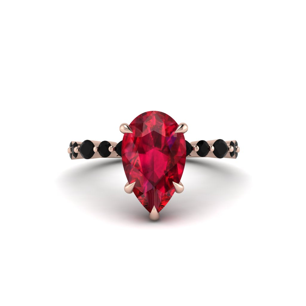 Pear-Cut Ruby Halo Engagement Ring - Nylah No. 41