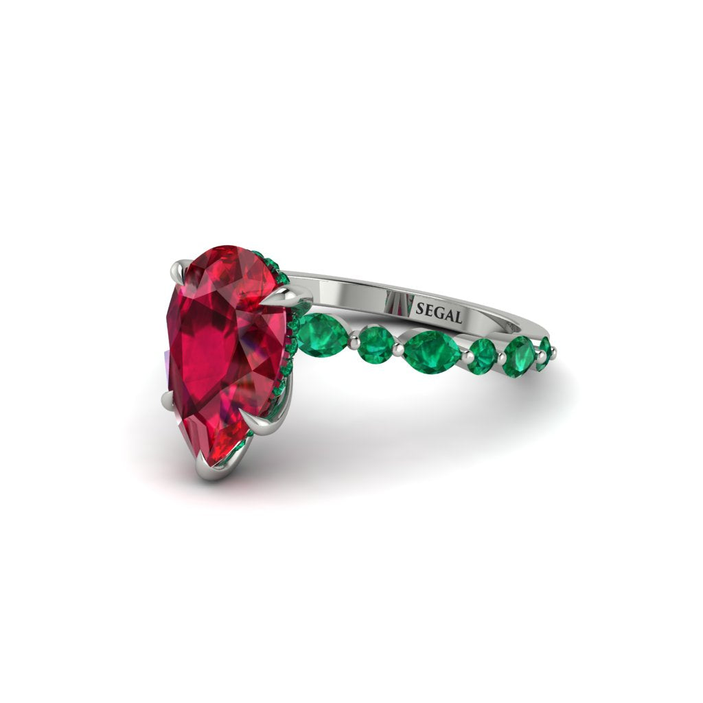 Pear-Cut Ruby Halo Engagement Ring - Nylah No. 27