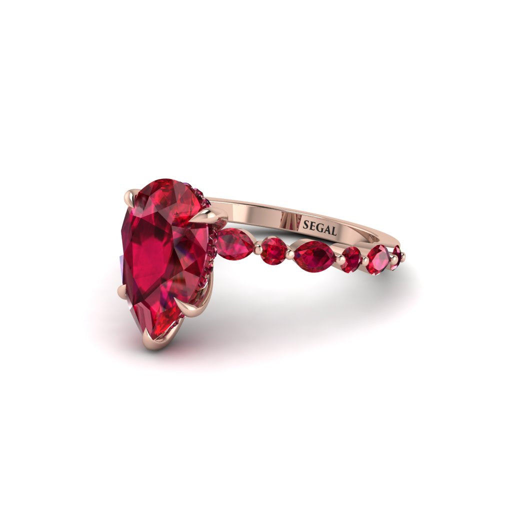 Pear-Cut Ruby Halo Engagement Ring - Nylah No. 56