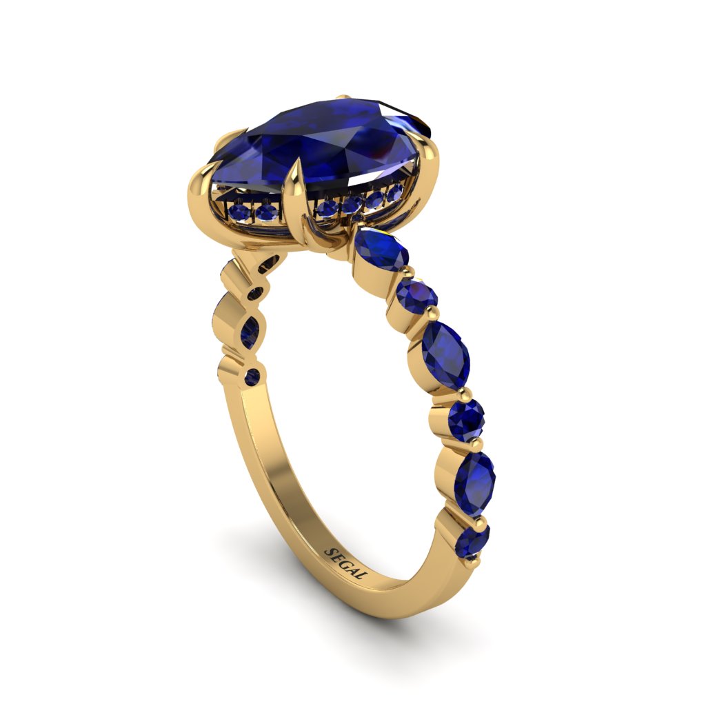 Pear-Cut Sapphire Halo Engagement Ring - Nylah No. 73