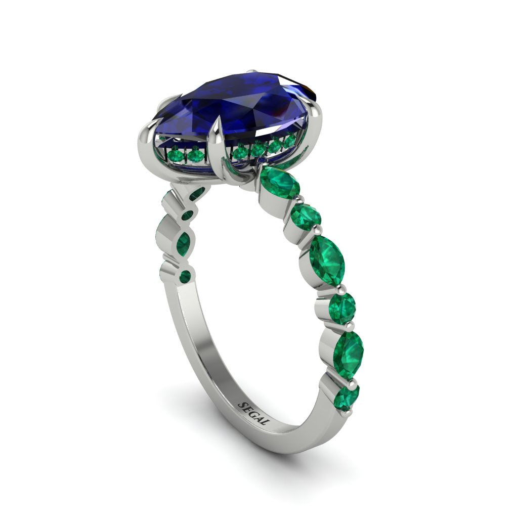 Pear-Cut Sapphire Halo Engagement Ring - Nylah No. 30