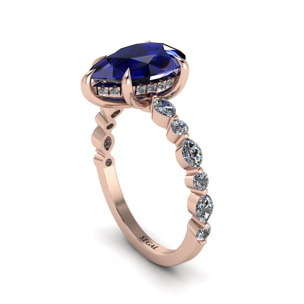 Pear-Cut Sapphire Halo Engagement Ring - Nylah No. 14