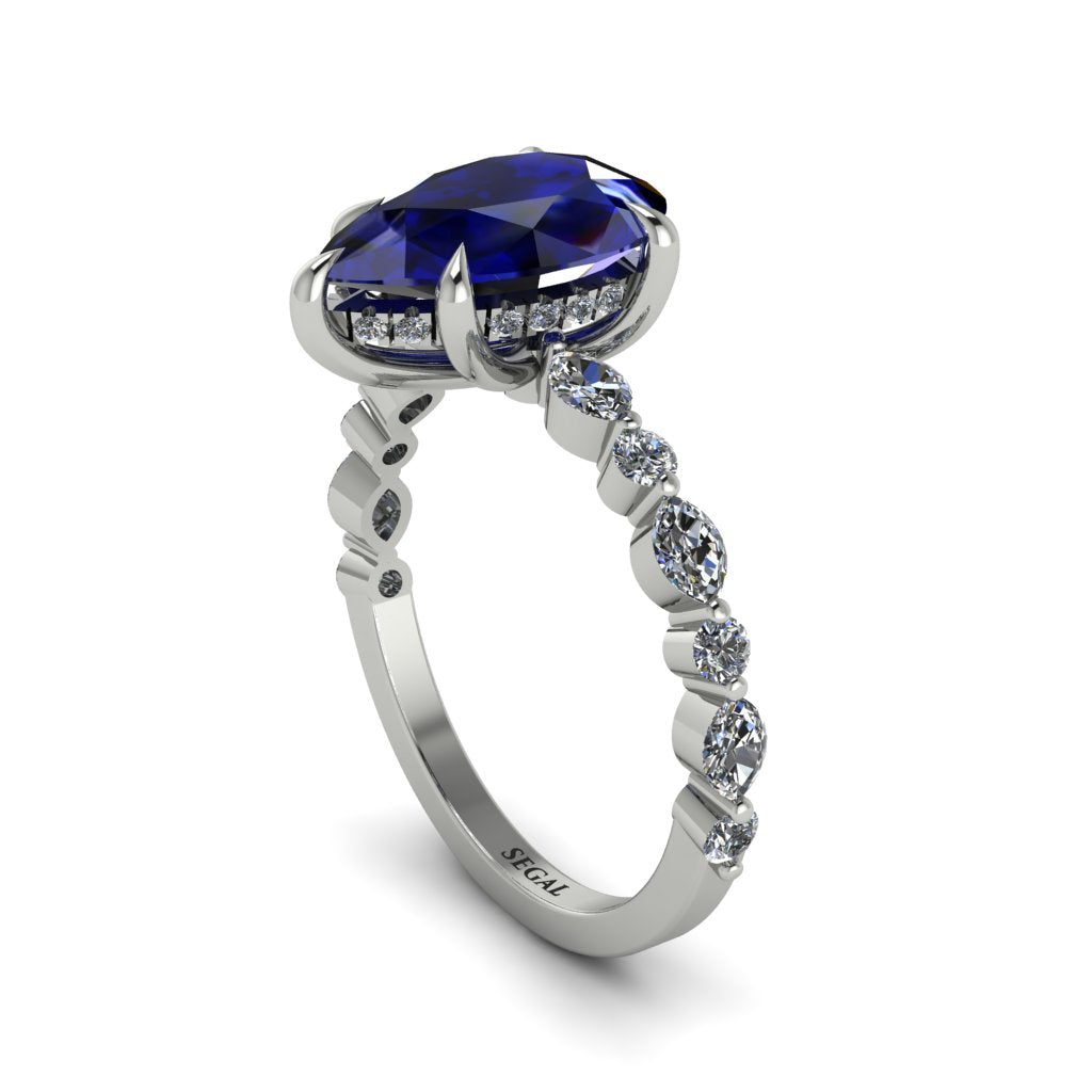 Pear-Cut Sapphire Halo Engagement Ring - Nylah No. 15