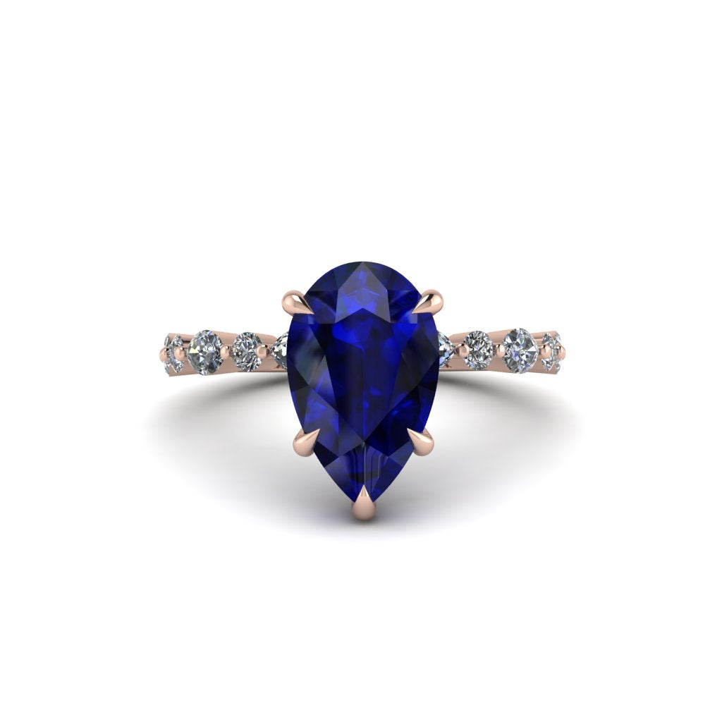 Pear-Cut Sapphire Halo Engagement Ring - Nylah No. 14