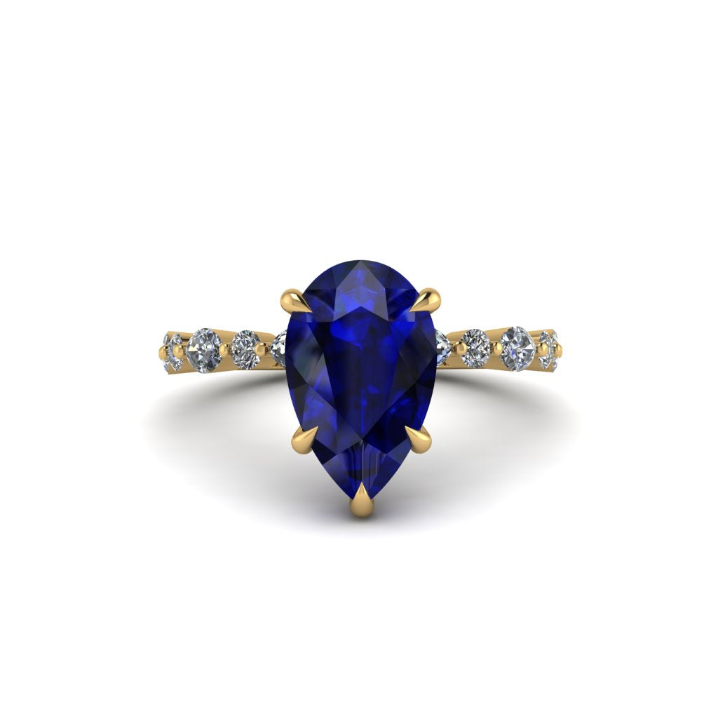 Pear-Cut Sapphire Halo Engagement Ring - Nylah No. 13