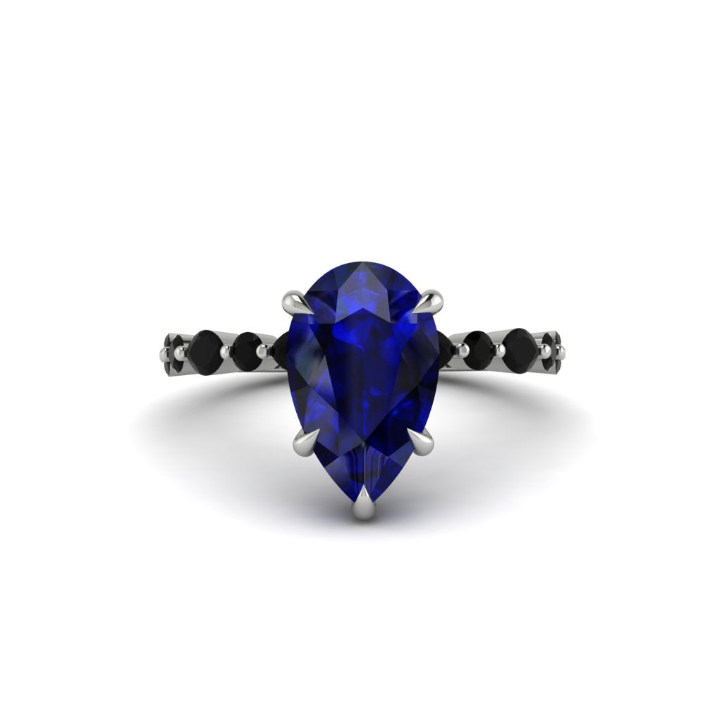 Pear-Cut Sapphire Halo Engagement Ring - Nylah No. 45