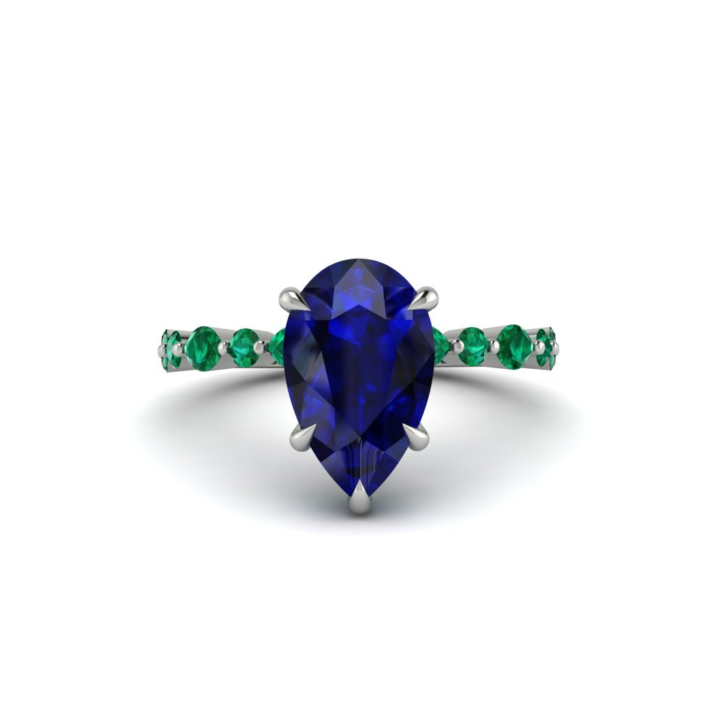 Pear-Cut Sapphire Halo Engagement Ring - Nylah No. 30