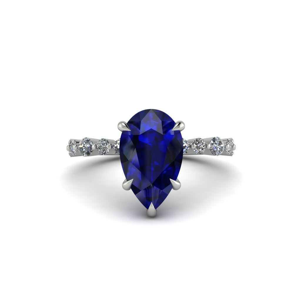 Pear-Cut Sapphire Halo Engagement Ring - Nylah No. 15
