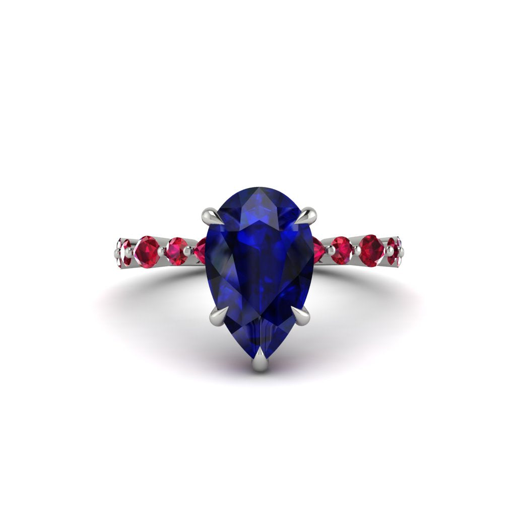 Pear-Cut Sapphire Halo Engagement Ring - Nylah No. 60