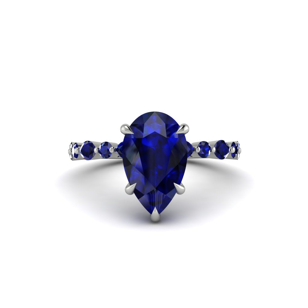 Pear-Cut Sapphire Halo Engagement Ring - Nylah No. 75