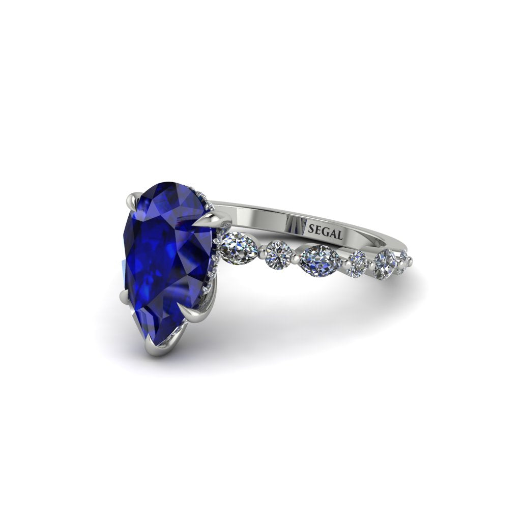 Pear-Cut Sapphire Halo Engagement Ring - Nylah No. 15
