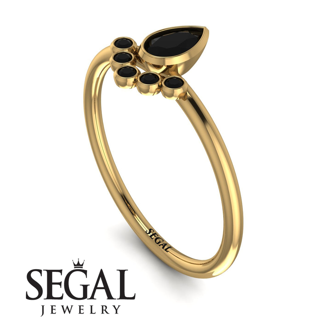 Down-payment Pear Shaped Stacking Black Diamond Ring - Brianna No. 3700