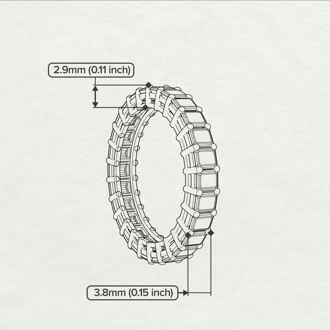 Emerald Cut Diamond Gold Eternity Wedding Band - Phoenix No. 3