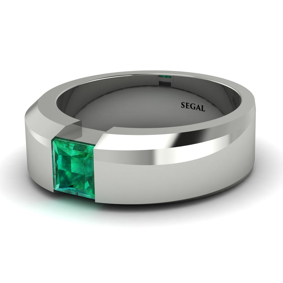 Princess Cut Emerald Solitaire Wedding Band - Lane No. 6