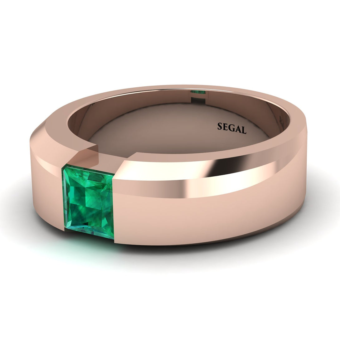 Princess Cut Emerald Solitaire Wedding Band - Lane No. 5