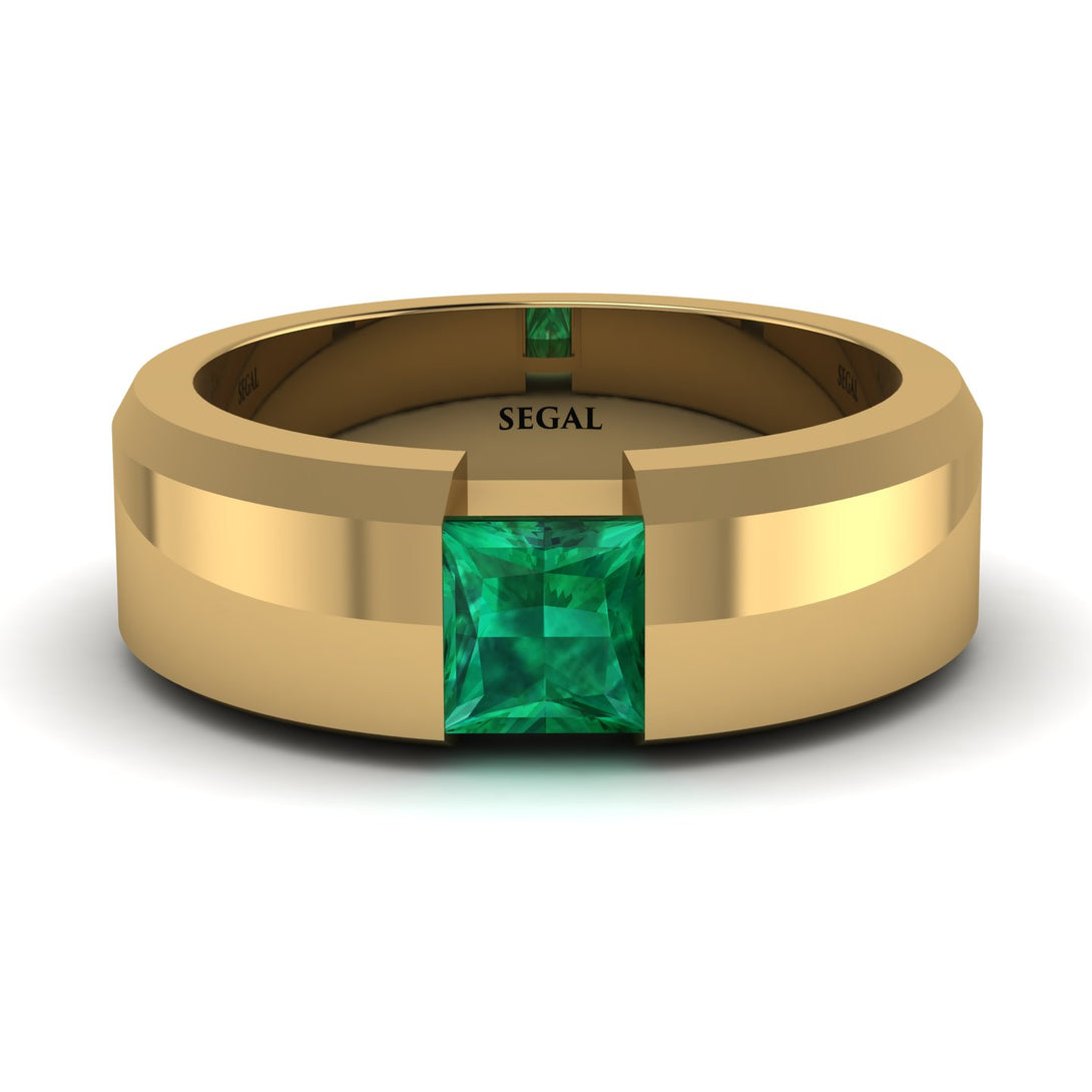 Princess Cut Emerald Solitaire Wedding Band - Lane No. 4