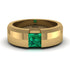Princess Cut Emerald Solitaire Wedding Band - Lane No. 4