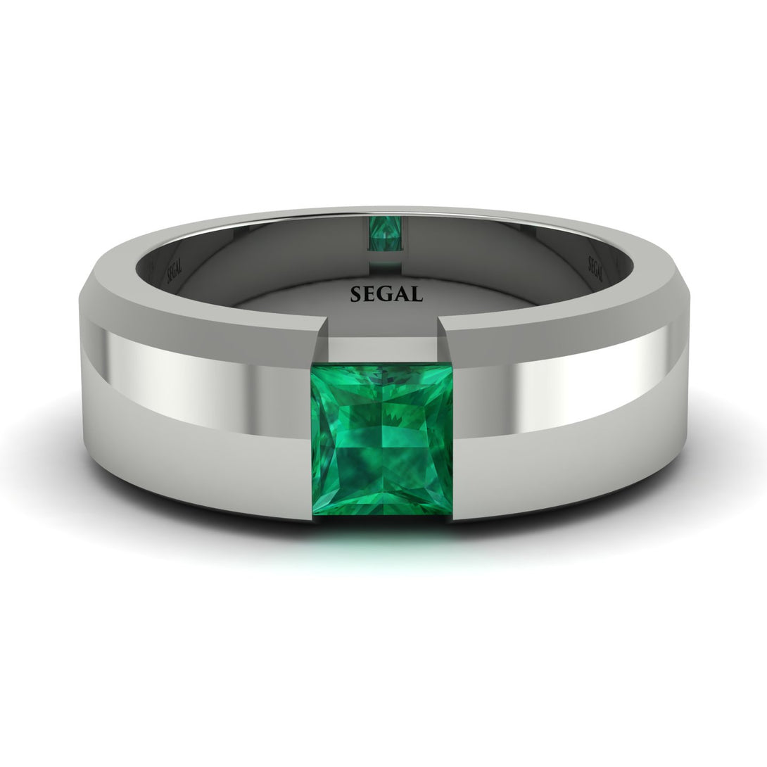 Princess Cut Emerald Solitaire Wedding Band - Lane No. 6