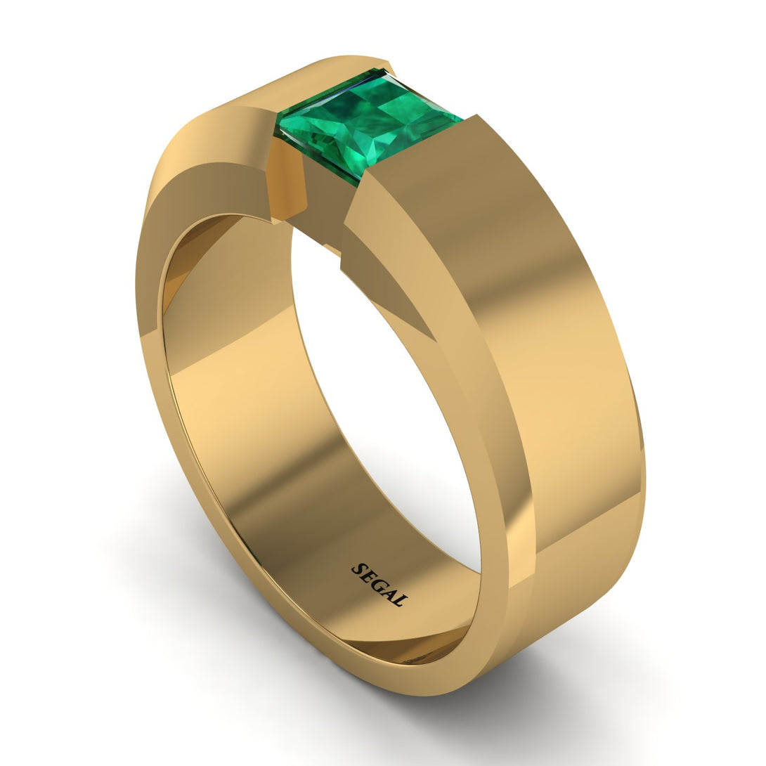 Princess Cut Emerald Solitaire Wedding Band - Lane No. 4