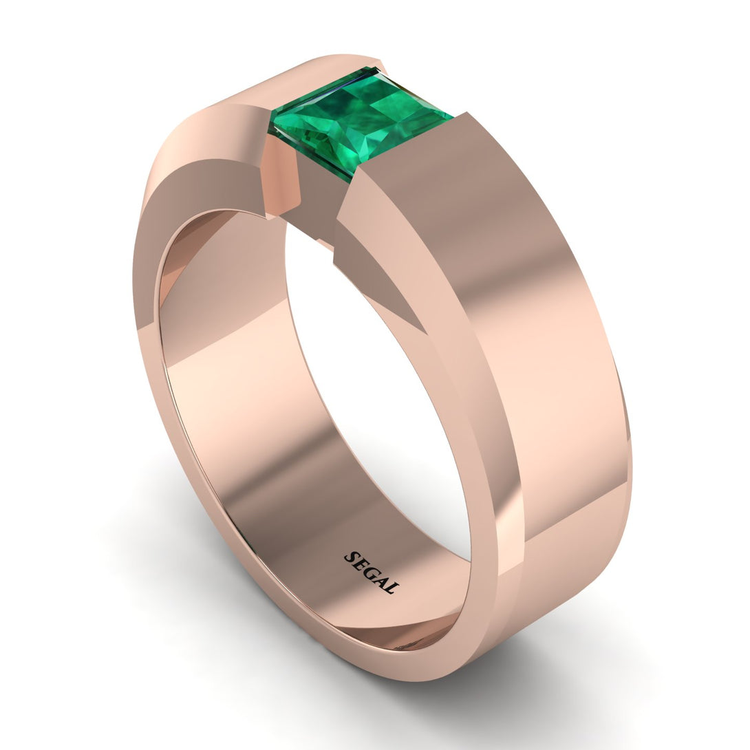 Princess Cut Emerald Solitaire Wedding Band - Lane No. 5
