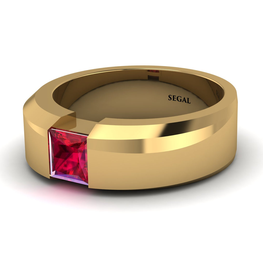 Princess Cut Ruby Solitaire Wedding Band - Lane No. 10
