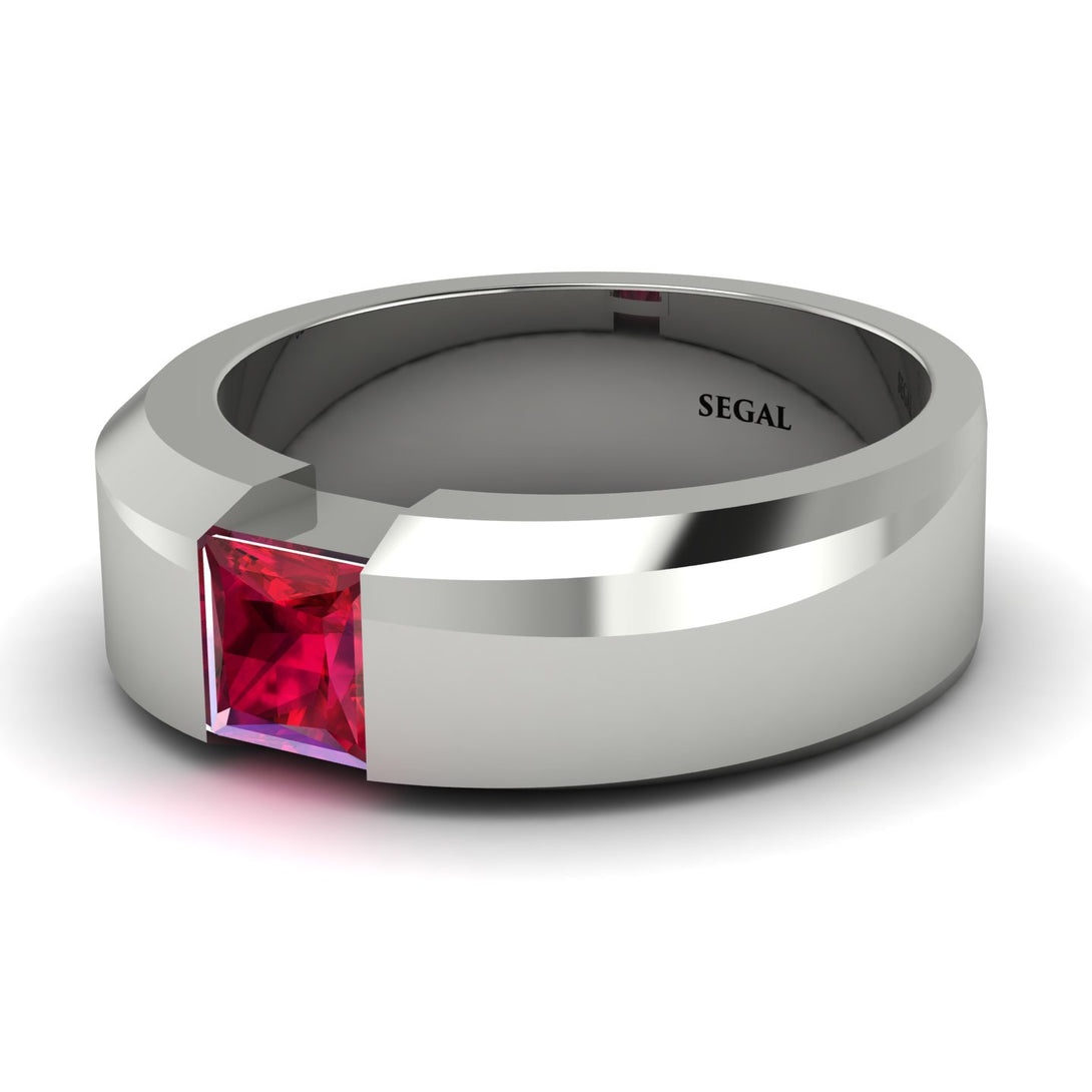 Princess Cut Ruby Solitaire Wedding Band - Lane No. 12