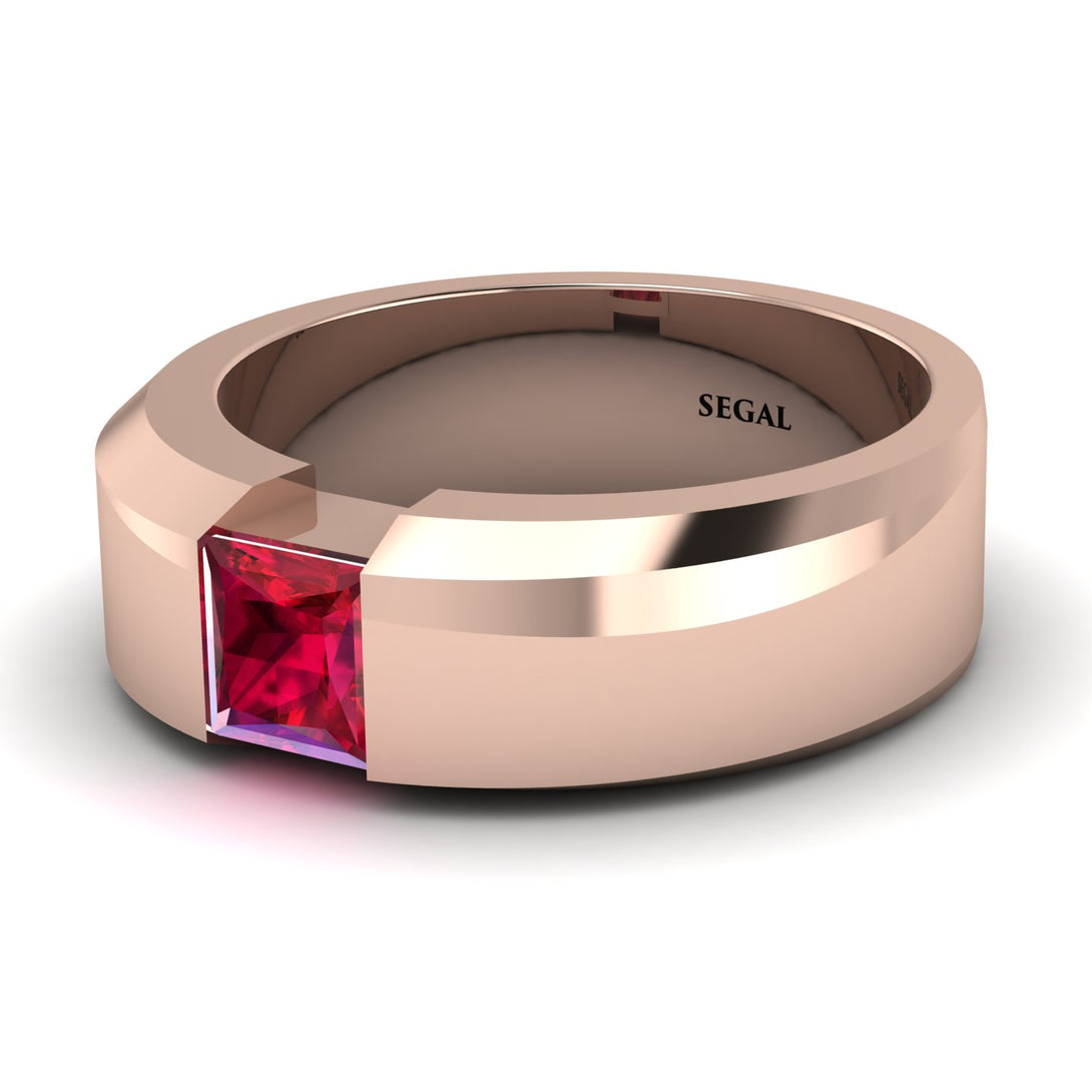 Princess Cut Ruby Solitaire Wedding Band - Lane No. 11
