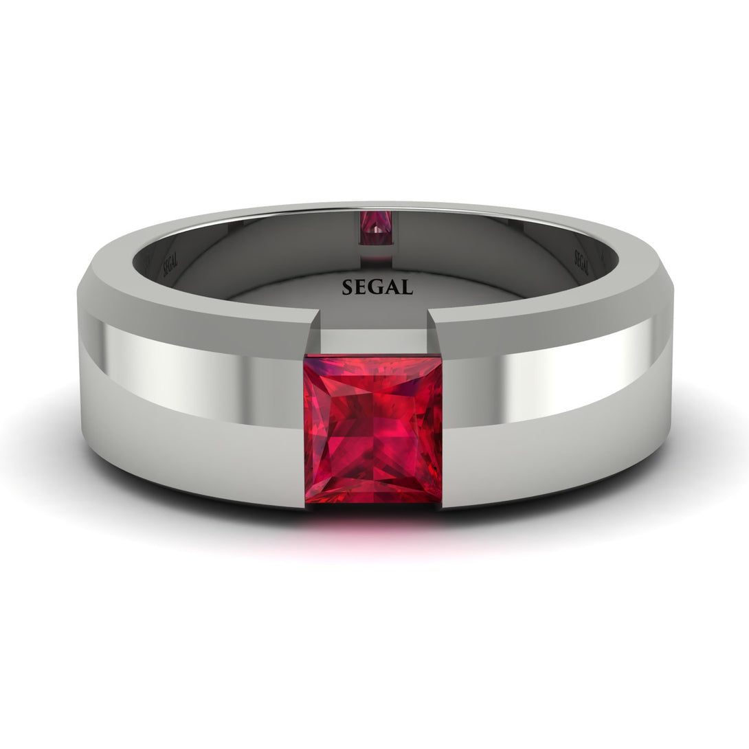 Princess Cut Ruby Solitaire Wedding Band - Lane No. 12